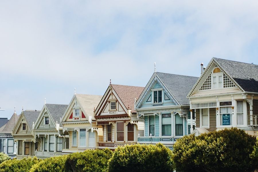 a row of colorful houses