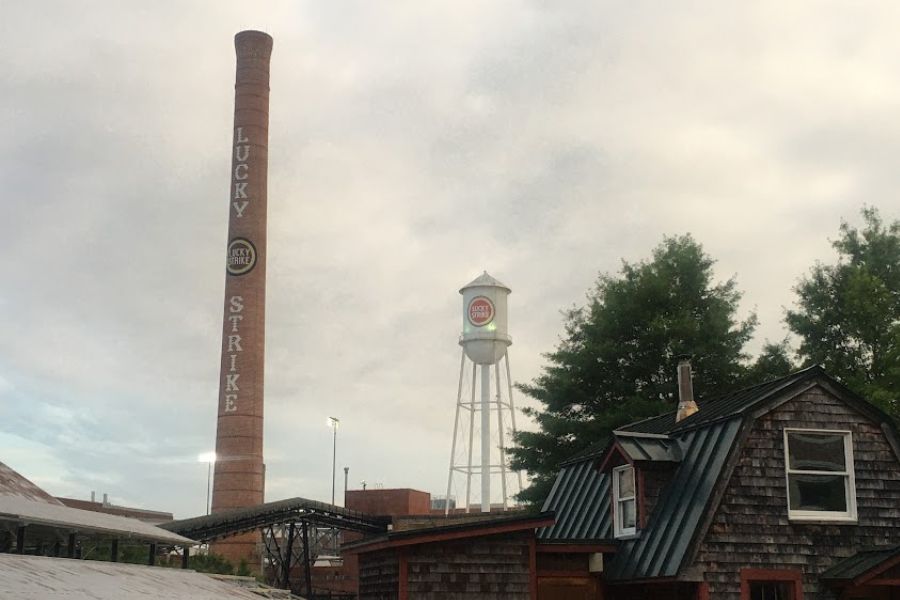 The lucky strike chimney and water tower in Durham.