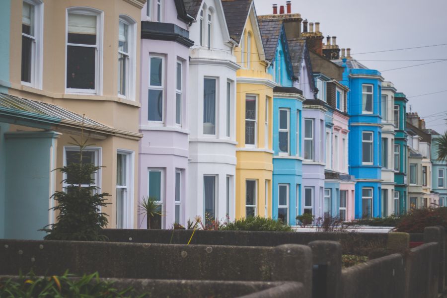 a row of colorful terrace houses, probably in the UK