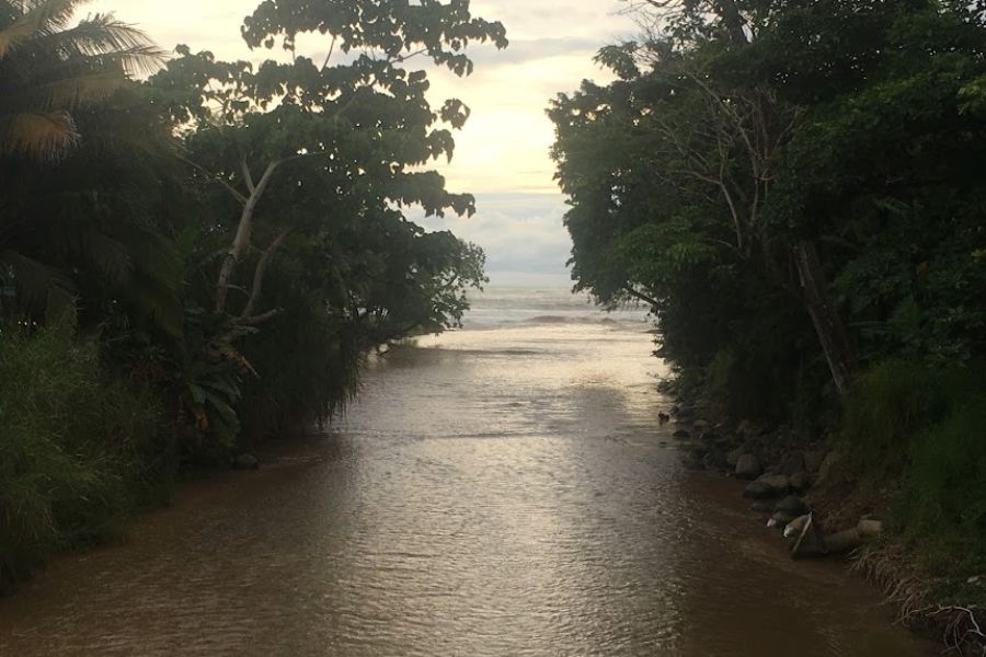 river leads into ocean