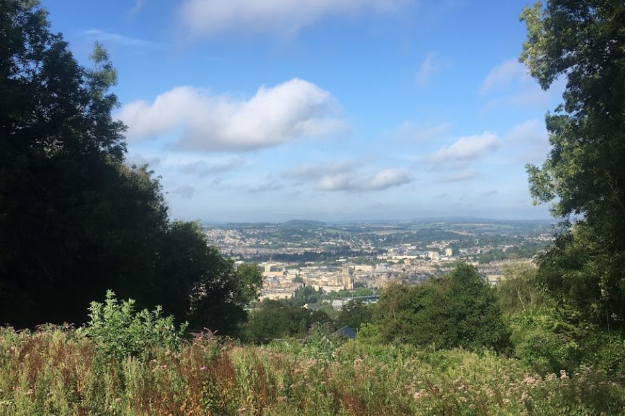 The city of Bath see from a distant high hike