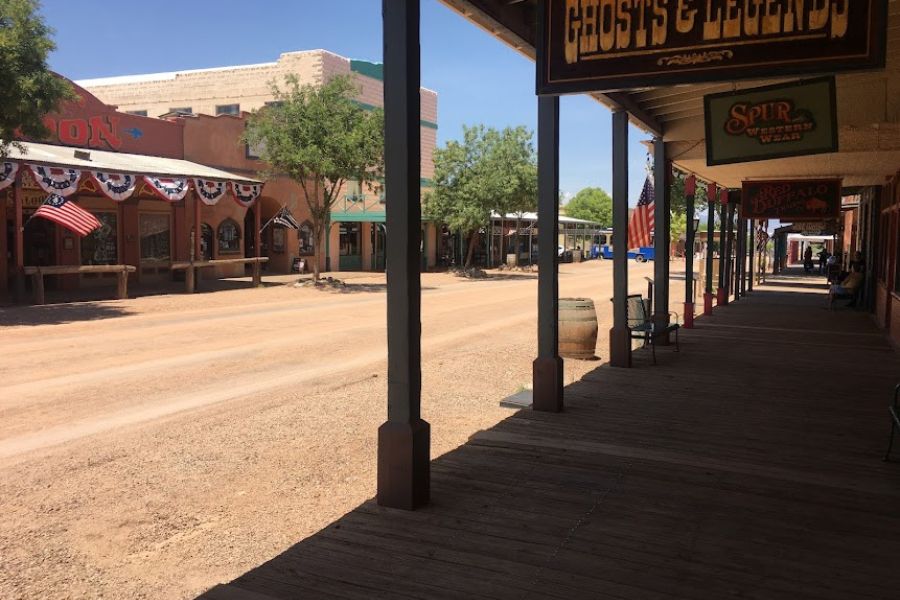 boardwalk and saloons in Tombstone, AZ.