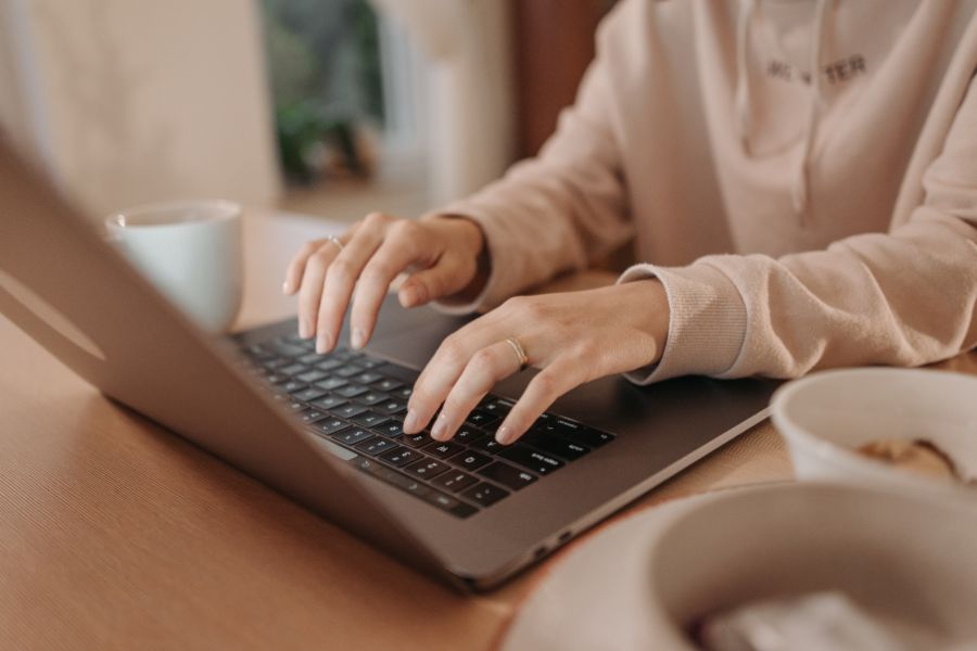 person working at laptop