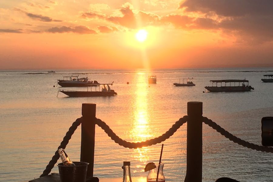 boats at sunset