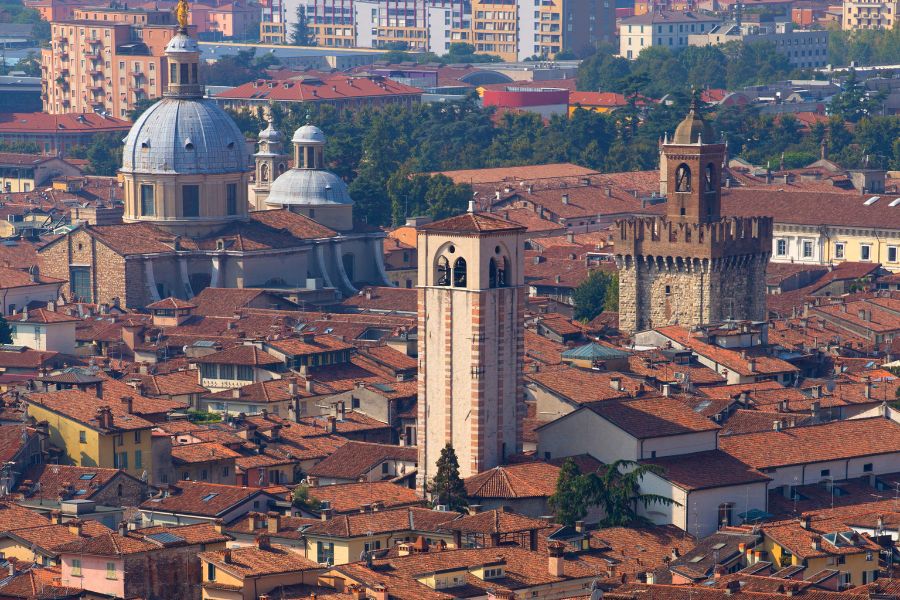 rooftops and church spires of of Brescia