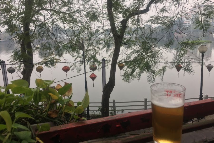 Beers over looking the lake