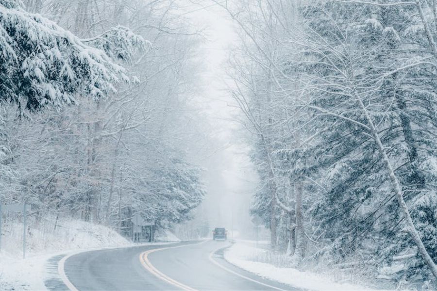 ice and snow covered roads