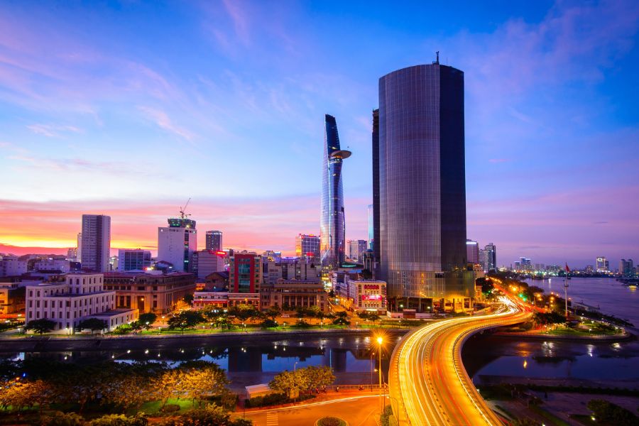 Ho Chi Minh City skyline at night