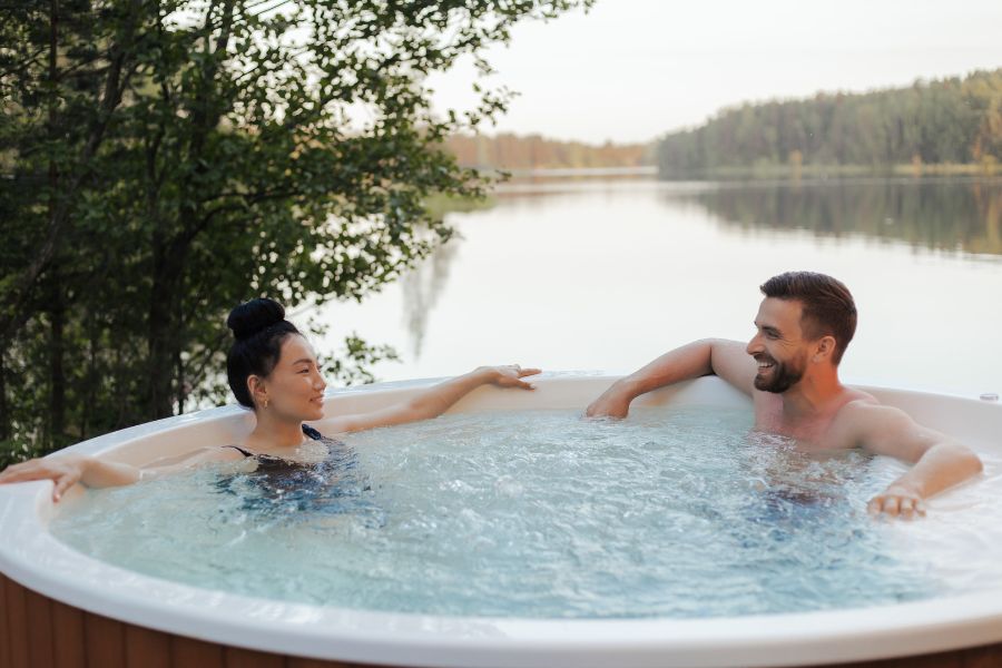 2 people in a hot tub