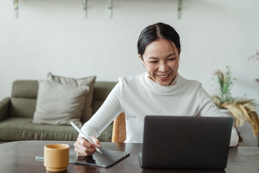 woman on video call