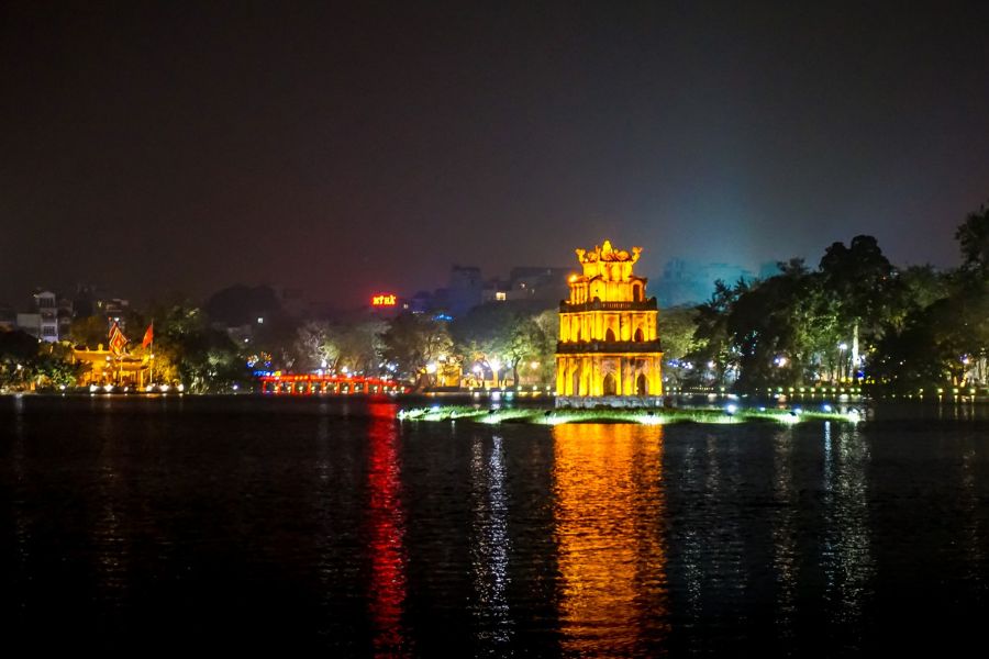 Temple at night