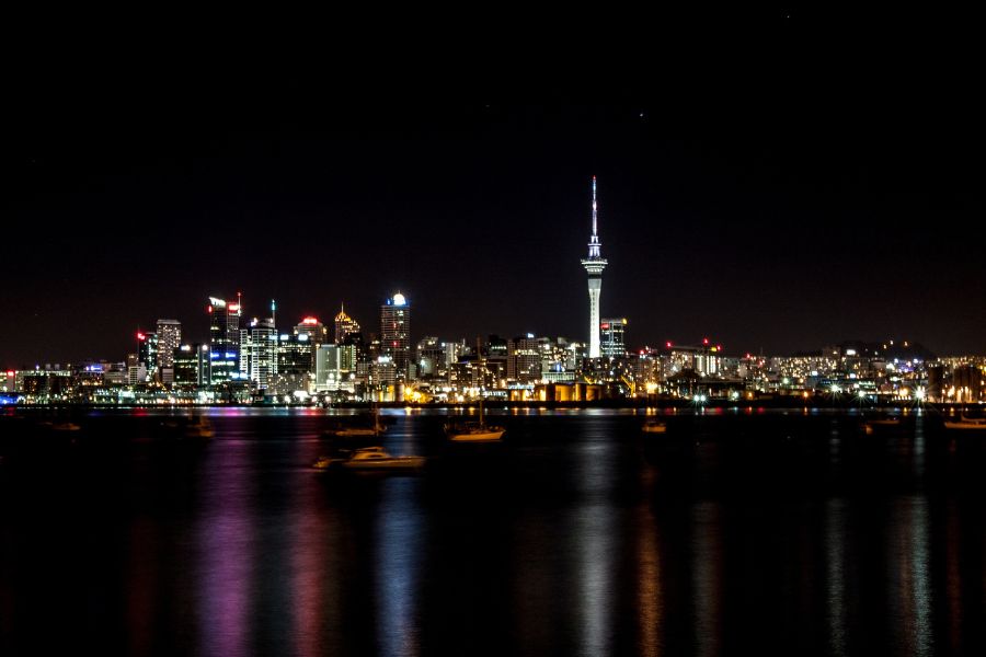 Auckland city skyline at night