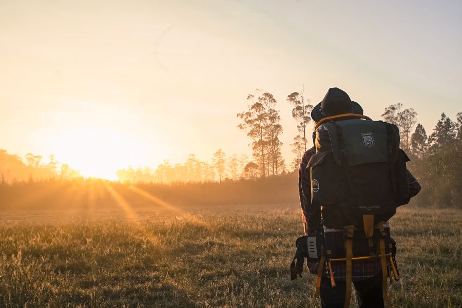 person with rucksack