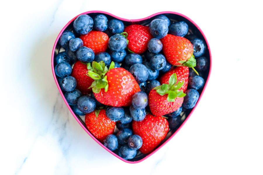 heart-shaped fruit platter