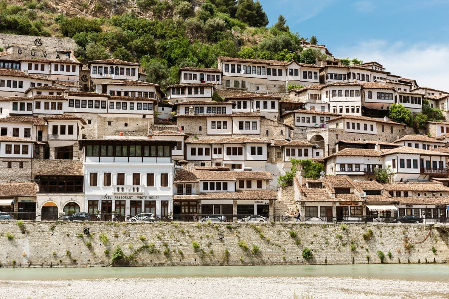 House built into the hills of Berat, Albania