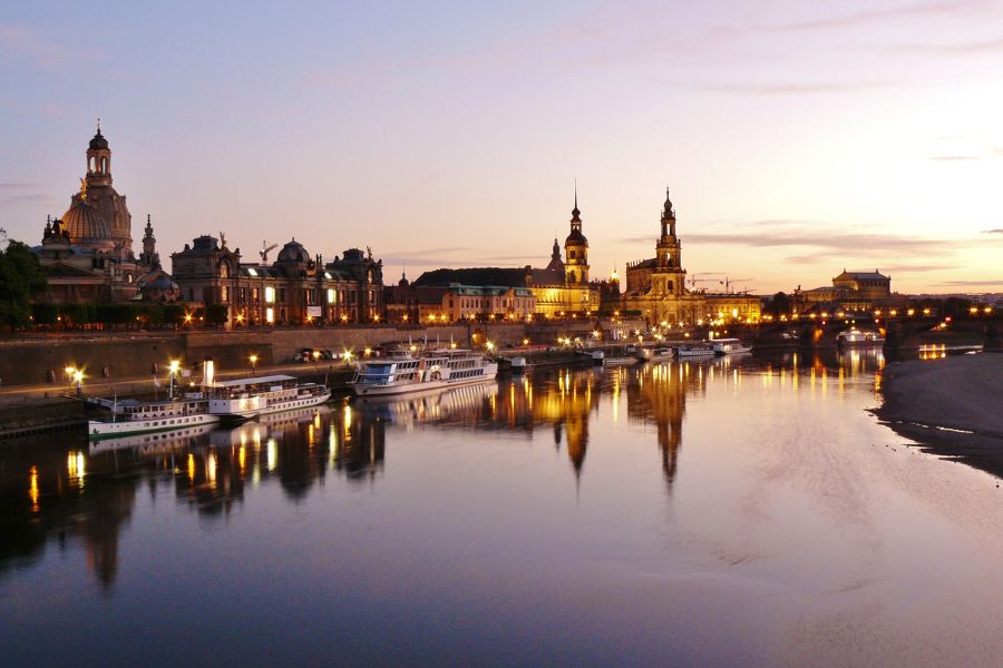 Dresden from the river at night