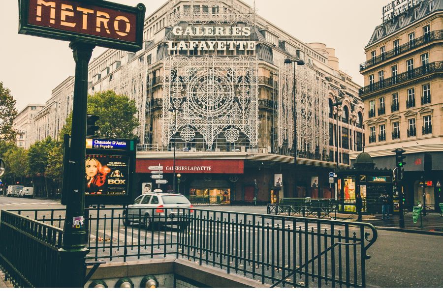 Paris streets and metro sign