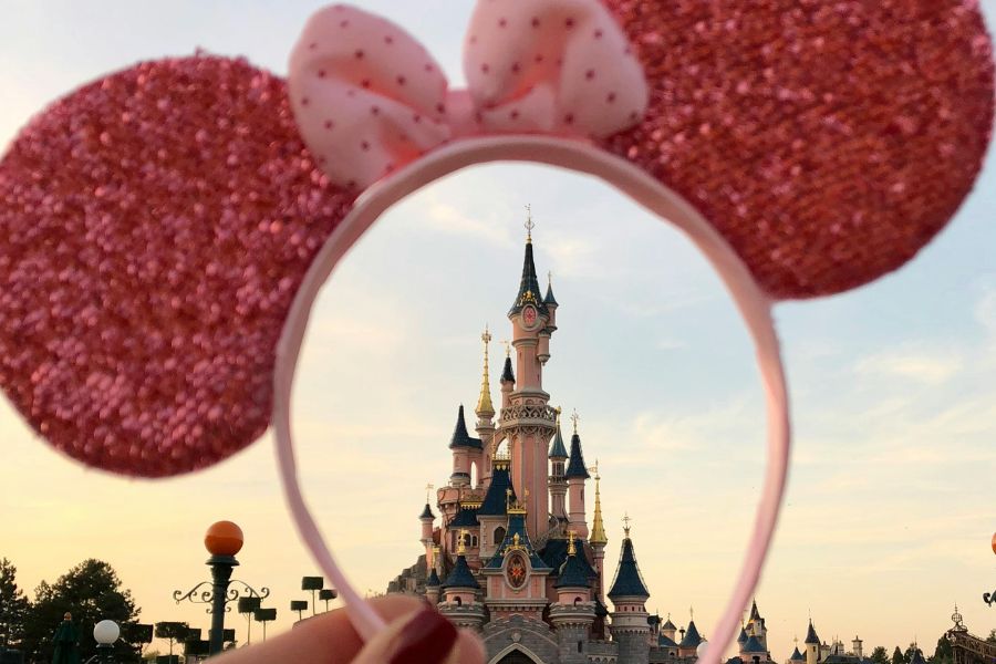 Disney castle through mini mouse ears