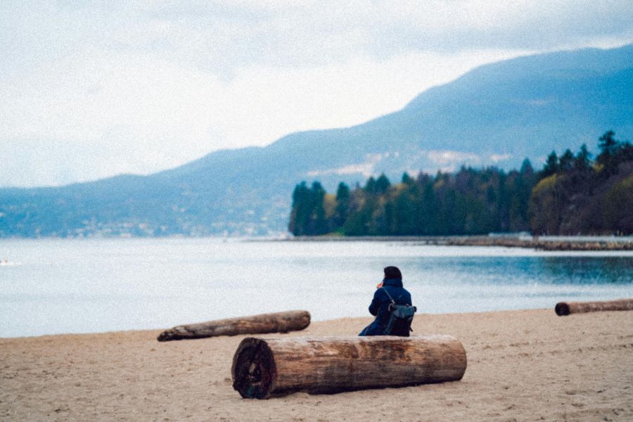 Person by a lake